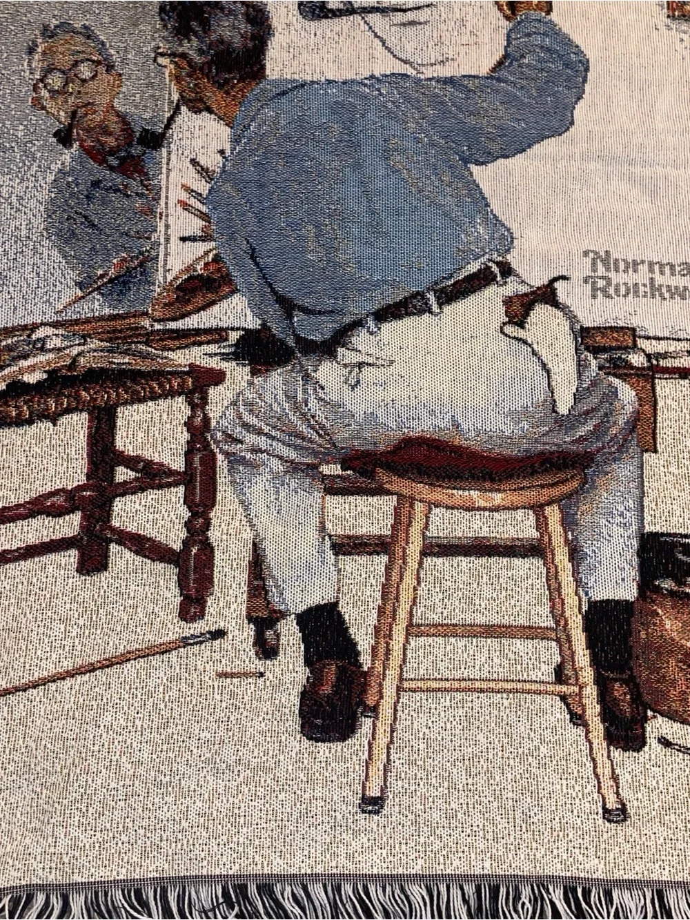 Northwest -Norman Rockwell Throw Featuring Artist at Easel in Blue Shirt